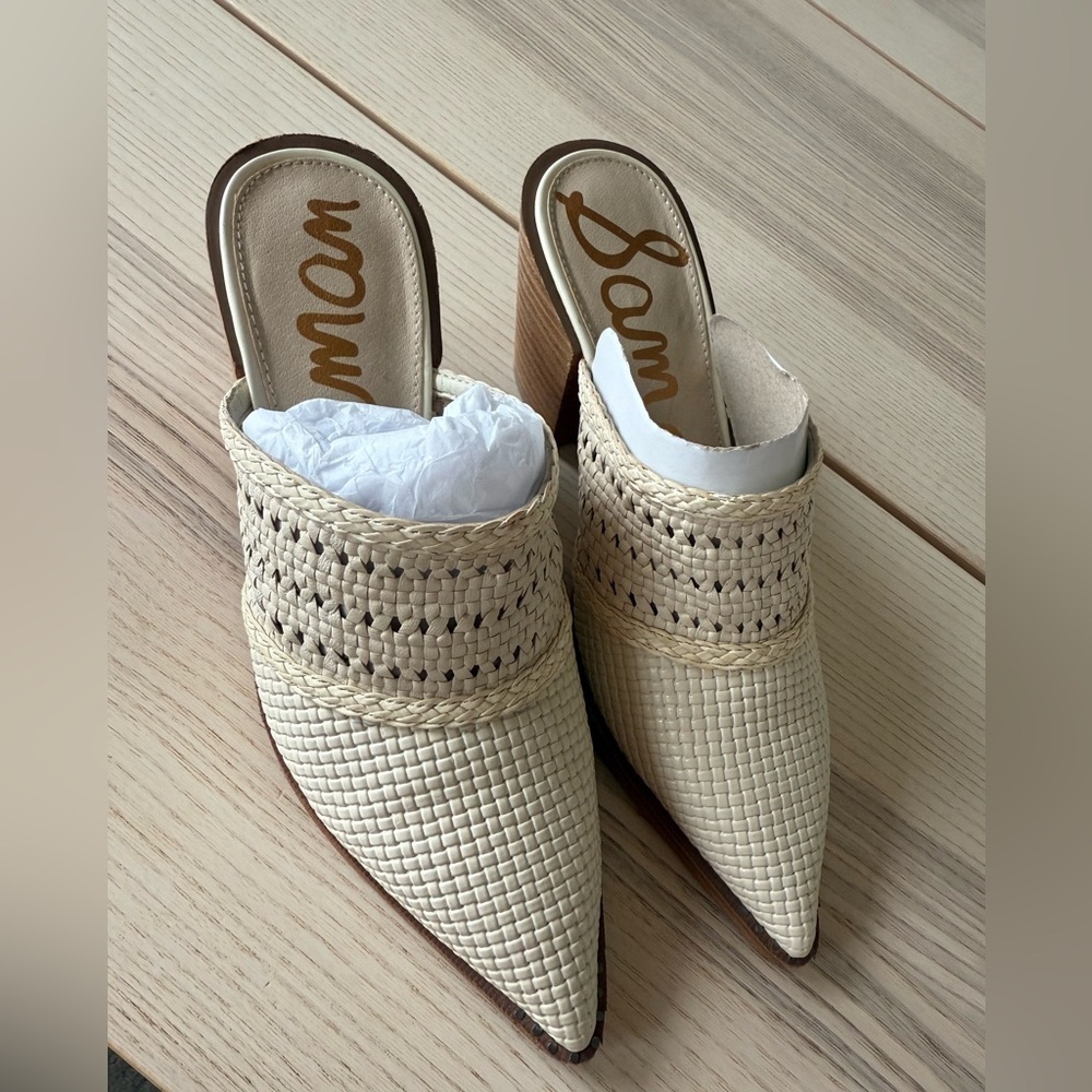 Sam Edelman Ivory Lillianna Mules Textured classic women’s size 6.5 W